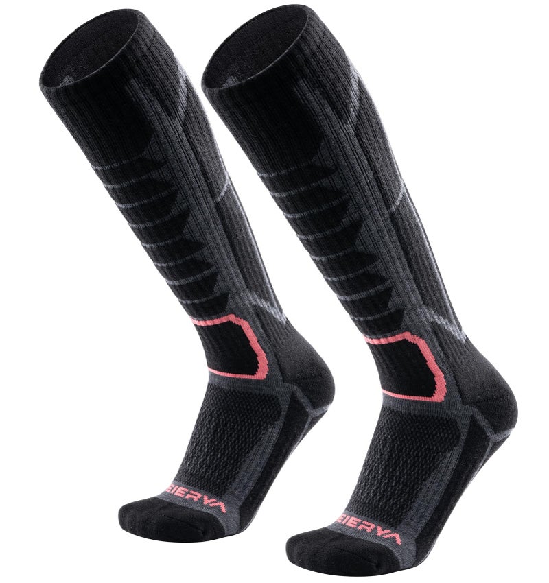WEIERYA Ski Socks 2 Pairs Pack for Skiing, Snowboarding, Cold Weather, Winter Performance Socks (Retro Black 2 Pairs, X-Large) - Image 1